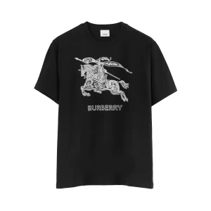 EKD Embroidered Lined Cotton T-Shirt Black